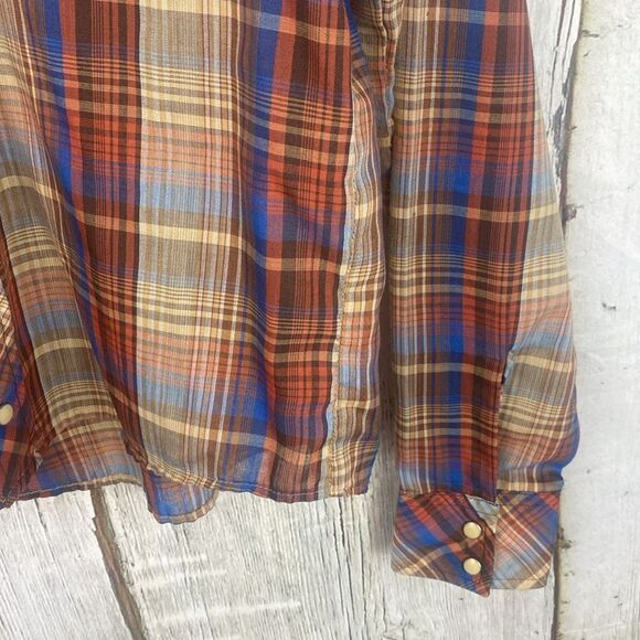 Vintage Wrangler Snap Button Western Button Down Size M  160 - Picture 4 of 9